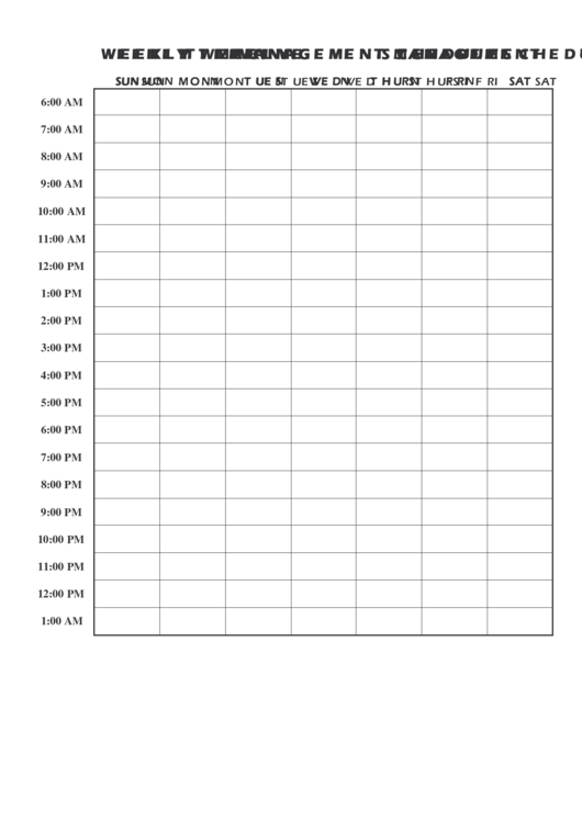 Weekly Time Management Schedule Template Printable pdf