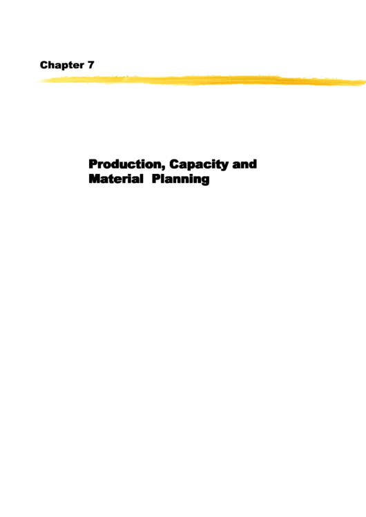 Production, Capacity And Material Planning