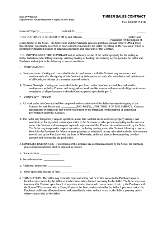 Form 2400005 Timber Sales Contract Template printable pdf download