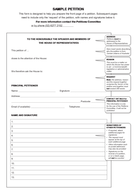 Petition Sample Printable pdf