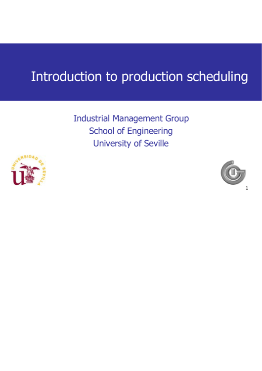 Introduction To Production Scheduling Printable pdf