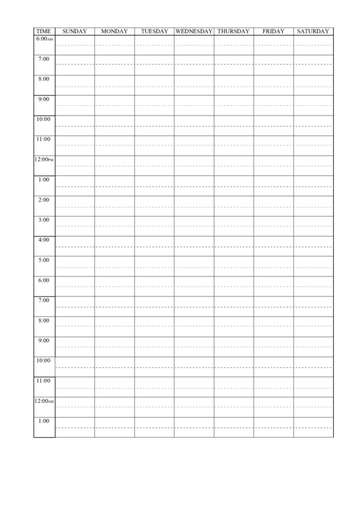 Weekly-Hourly Study Schedule Template Printable pdf