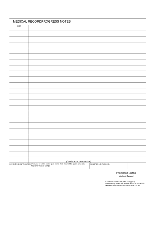 Progress Notes Medical Records Template Printable pdf