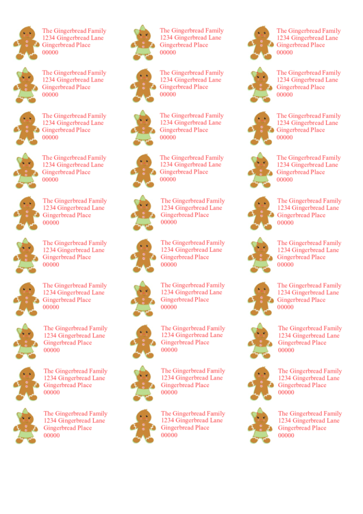 Christmas Gingerbread Men Address Labels Template