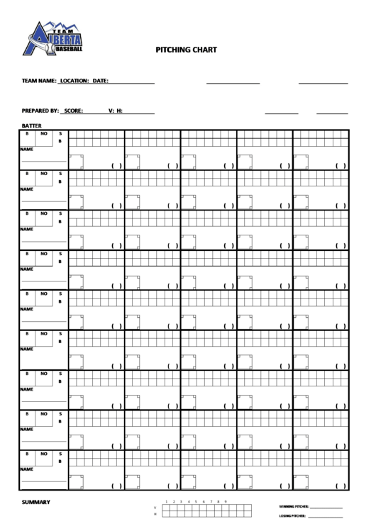 Pitching Chart Printable pdf