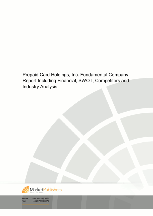Report Including Financial, Swot, Competitors And Industry Analysis Printable pdf