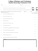 College Of Business And Technology Student Internship Evaluation Form