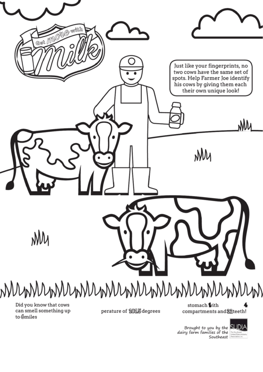 Funny Cow Coloring Sheet Printable pdf