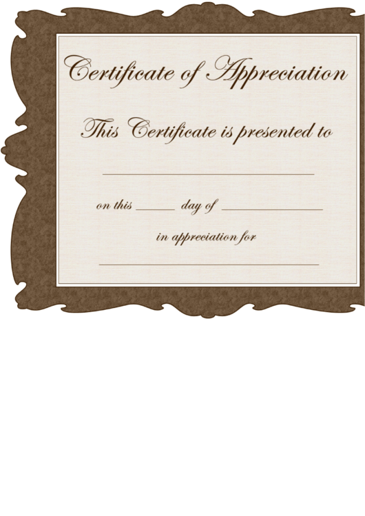 Fillable Certificate Of Appreciation Template Printable pdf