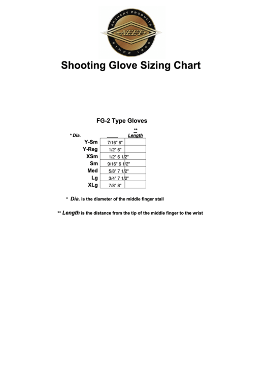 Neet Shooting Glove Sizing Chart Printable pdf