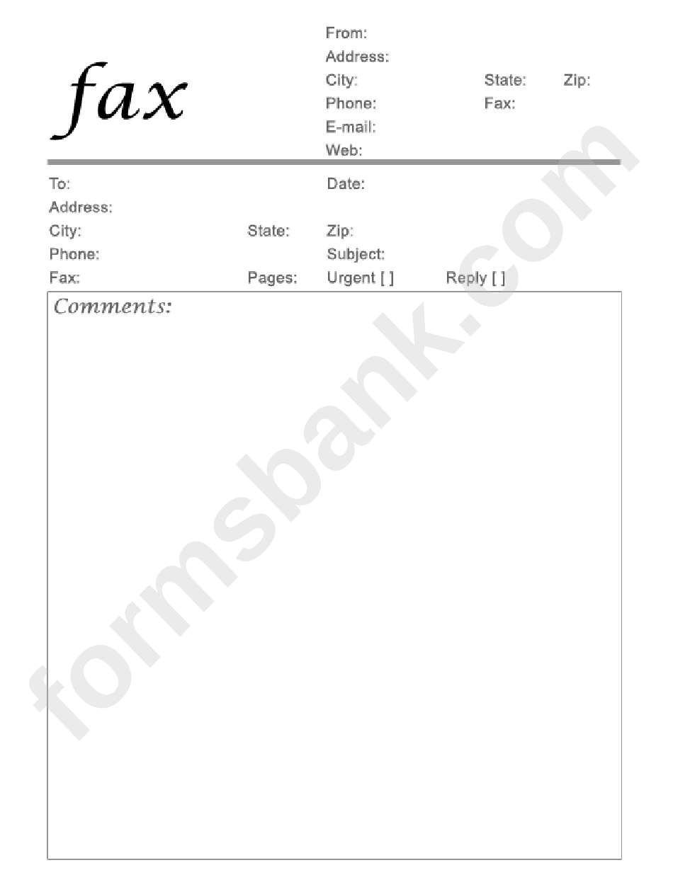 Fillable Fax Cover Sheet - Black