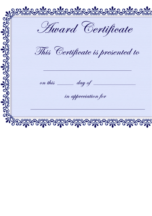 Fillable Award Certificate Template Printable pdf