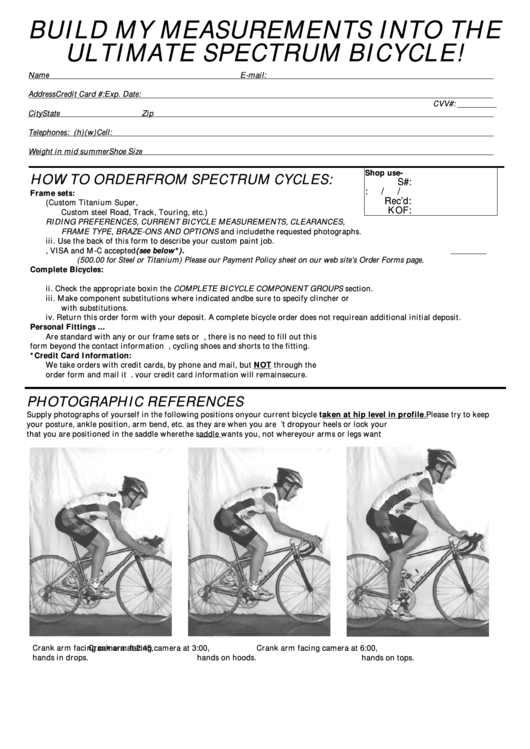 Bike Sizing Template Printable pdf