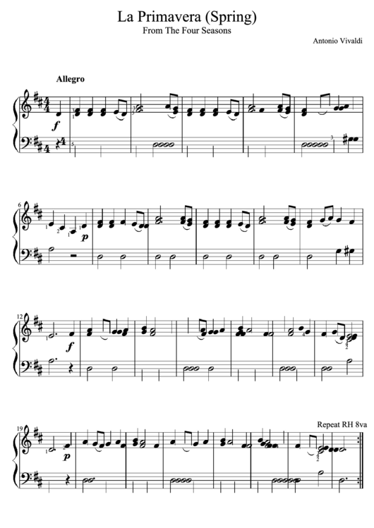 Antonio Vivaldi (Spring) - Sheet Music Printable pdf