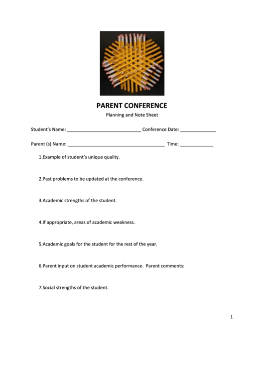 Parent Conference Planning And Note Sheet Template Printable pdf