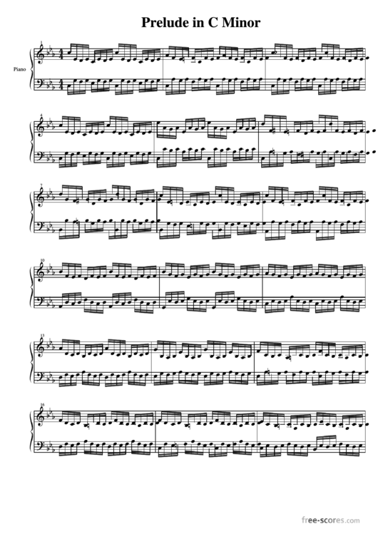 Prelude In C Minor J.s.bach Sheet Music Printable pdf