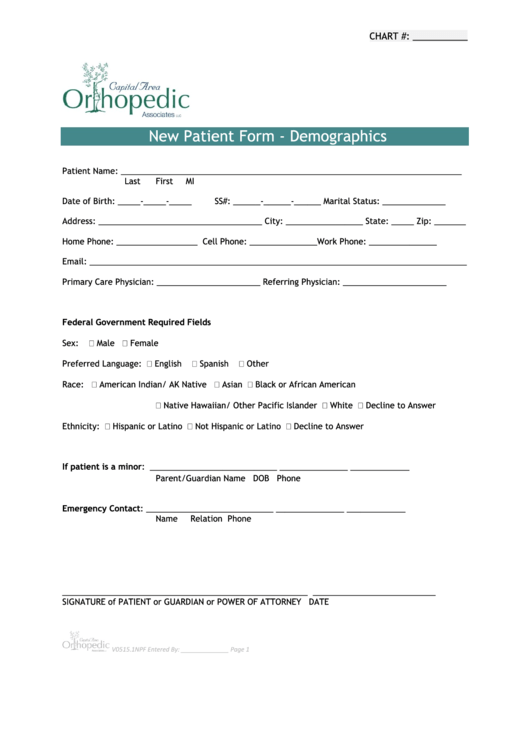 New Patient Demographic Insurance Form Printable pdf