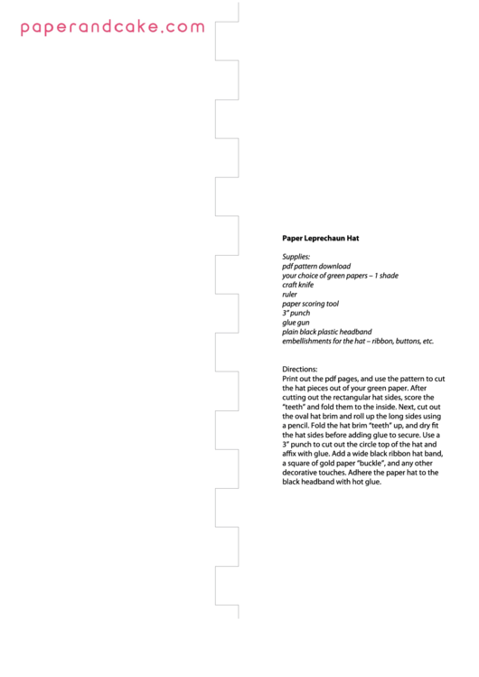 Paper Leprechaun Hat Template Printable pdf