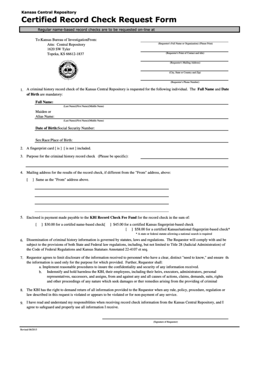 Certified Record Check Request Form