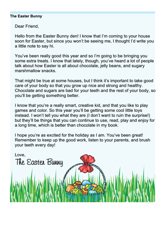 Easter Bunny Letter Template - Candy Alternative Printable pdf