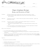 Paper Airplane Design: Range And Duration Of Flight