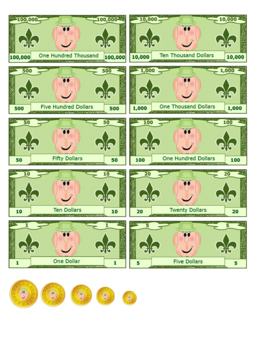 Play Money Template Printable pdf