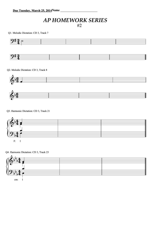 Ap Homework Series Sheet Music Printable pdf