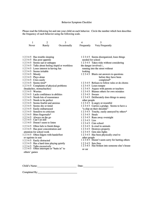 Printable Ms Symptom Checklist Printable World Holiday