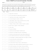 Amen Child/teen General Symptom Checklist Printable pdf