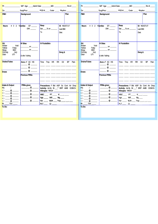 Printable Nursing Brain Sheet