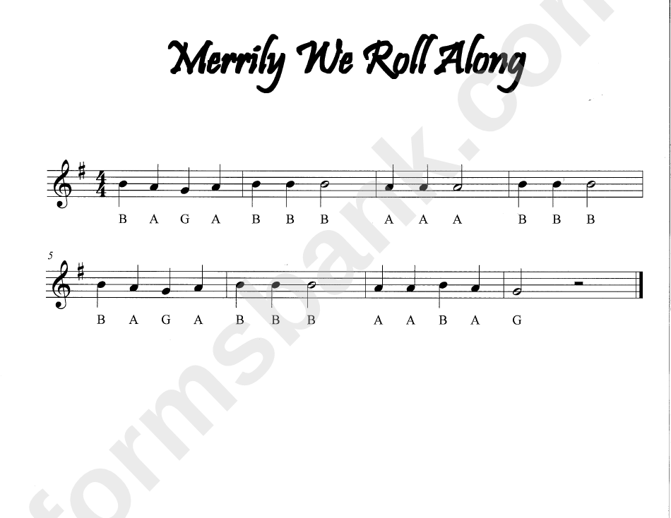 "Merrily We Roll Along" Piano Sheet Music