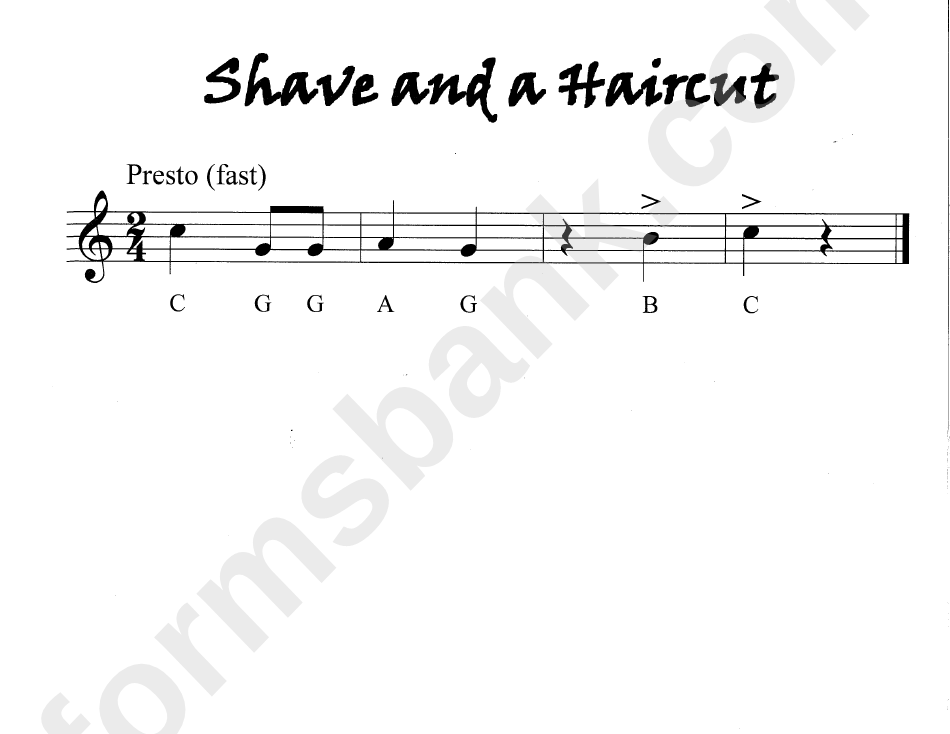"Shave And A Haircut" Piano Sheet Music
