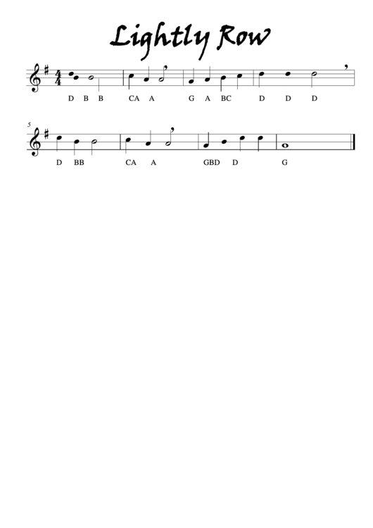 "Lightly Row" Piano Sheet Music Printable pdf