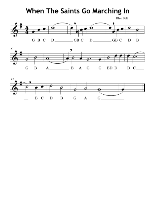"Wheen The Saints Go Marching In" Piano Sheet Music Printable pdf