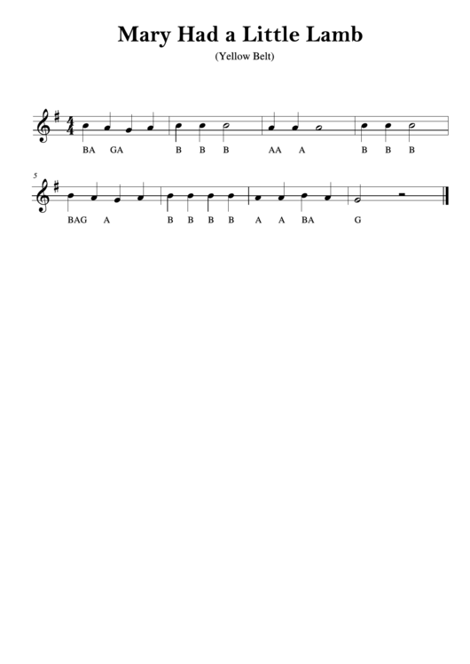"Mary Had A Little Lamb" Piano Sheet Music Printable pdf