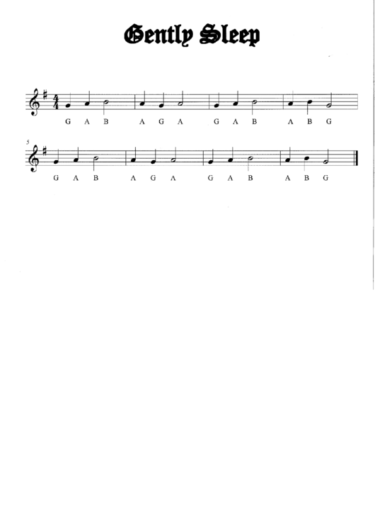"Gentle Sleep" Piano Sheet Music Printable pdf