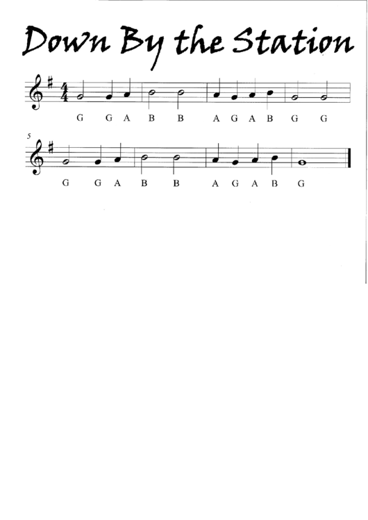 "Down By The Station" Piano Sheet Music Printable pdf