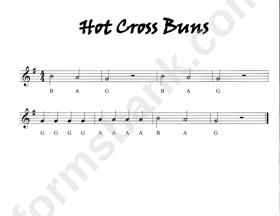 "Hot Cross Buns" Piano Sheet Music