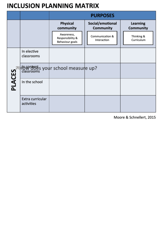 Inclusion Planning Matrix Printable pdf