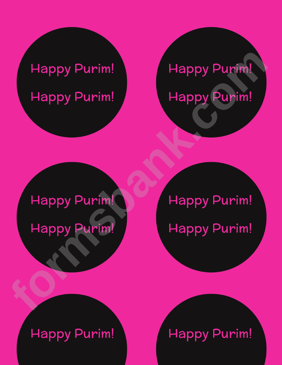Pink And Black Purim Labels