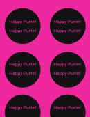 Pink And Black Purim Labels