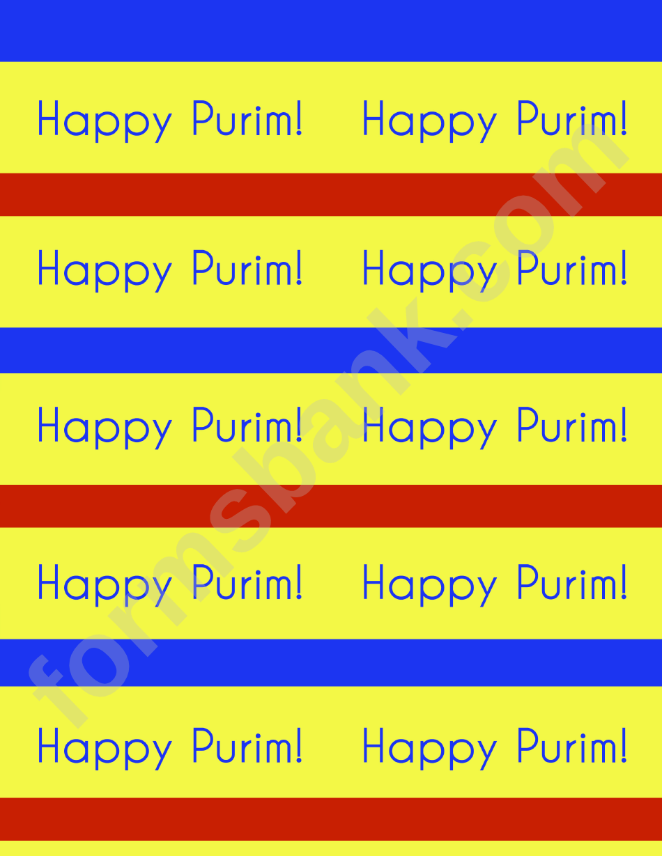 Happy Purim Label Template