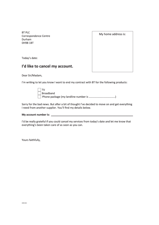 Sample Cancellation Letter Template