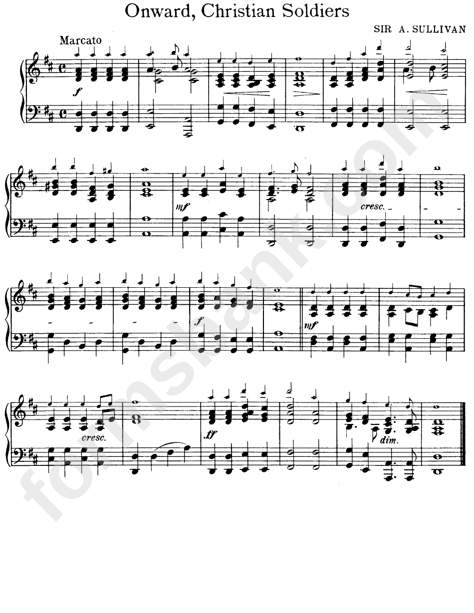 "Onward, Christian Soldiers" By Sir A. Sullivan Piano Sheet Music