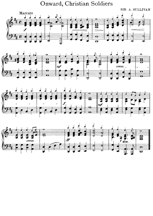 "Onward, Christian Soldiers" By Sir A. Sullivan Piano Sheet Music Printable pdf