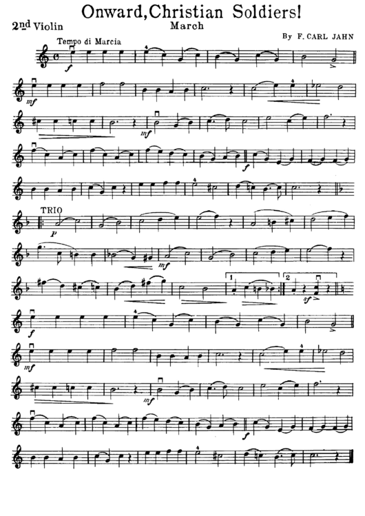 "Onward, Christian Soldiers" By F. Carl Jahn Violin Sheet Music Printable pdf