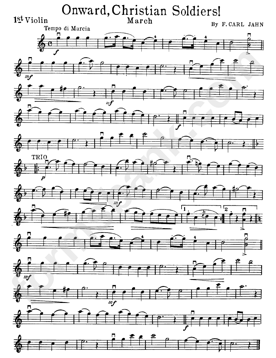 "Onward, Christian Soldiers" By F. Carl Jahn Violin Sheet Music