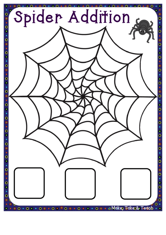 Spider Addition Worksheet printable pdf download