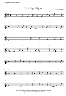 "O Holy Night" By Adolphe Adam Soprano Recorder Sheet Music Printable pdf