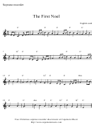 "The First Noel" Soprano Recorder Sheet Music Printable pdf